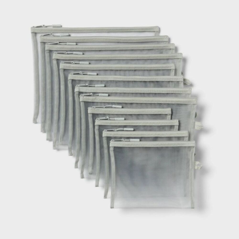 Bulk Multipack of Mesh Pouches Gray - up&up